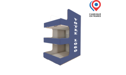 Rangement de bureau en carton 3 étagères, sur mesure et personnalisable avec logo, texte et image. Fabriqué en france 