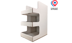 Rangement de bureau en carton 3 étagères, sur mesure et personnalisable avec logo, texte et image. Fabriqué en France.