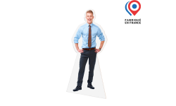 silhouette publicitaire homme en costume de travail, pour magasin et salon professionnel