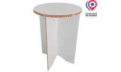 Table haute à personnaliser avec votre logo, fabriqué en France, en carton alvéolaire pour un meuble léger pour vos aménagements de stand